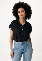 Short Sleeve Blouse Dames - Zwart - Maat XXL