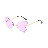 Vlinder zonnebril - Paars - festivalbril / hippie bril / technobril / rave bril / butterfly glasses / retro zonnebril / carnaval bril / accessoires / feest bril / gekke bril / verkleed bril