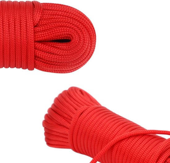 Corde outdoor en nylon Intirilife 31m en ROUGE - corde de jardin de 31 mètres de long et 4mm d'épaisseur