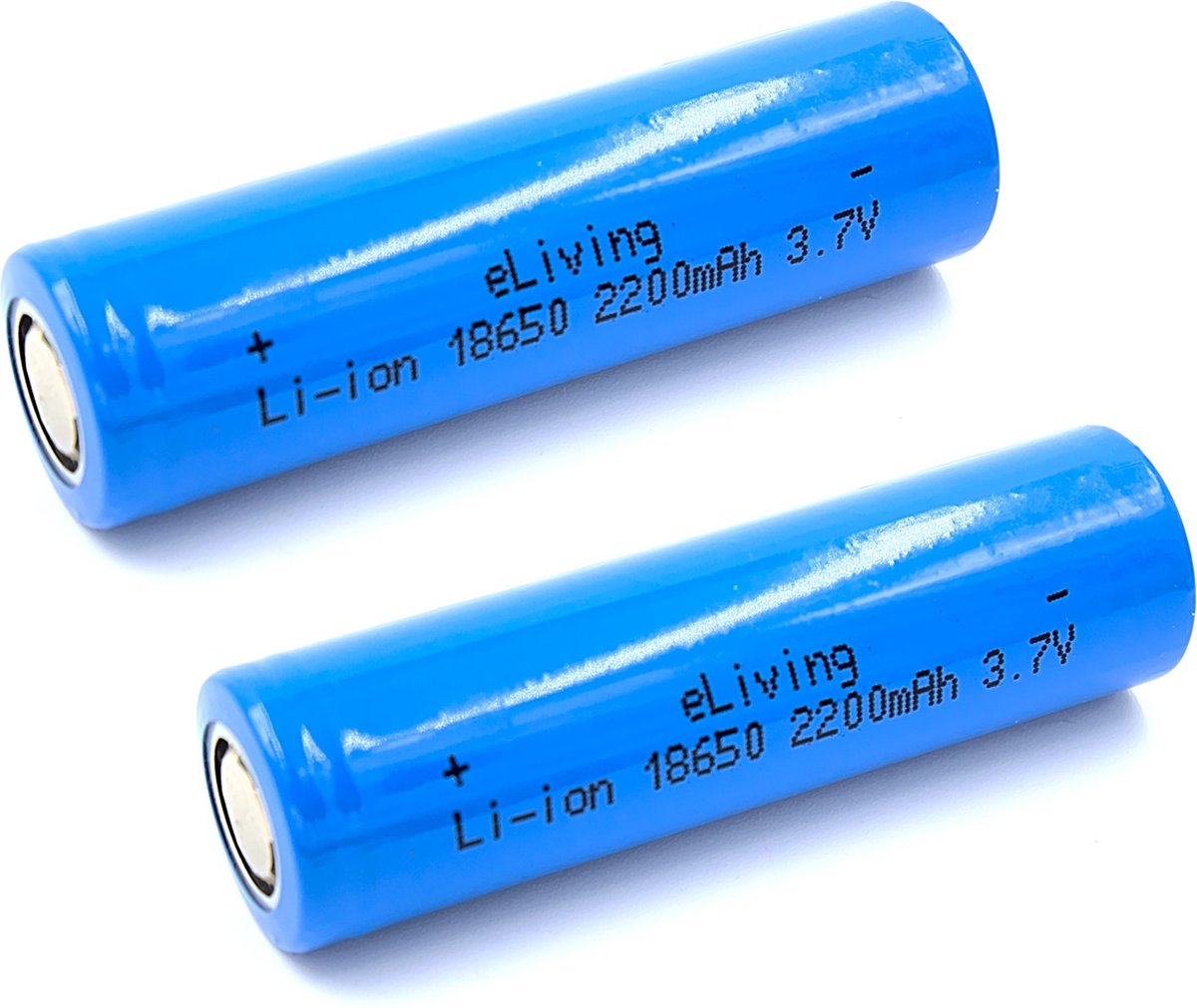 18650 (65x18mm) batterijen. 2200mAh 37V Li-ion. 2 stuks. Let op: Flat Top! (vlakke + zijde)