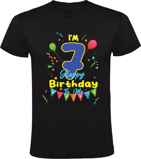 I'm 7 Happy Birthday To Me Kinder T-shirt 128 | Jarig | Verjaardag | Feest | 7 jaar