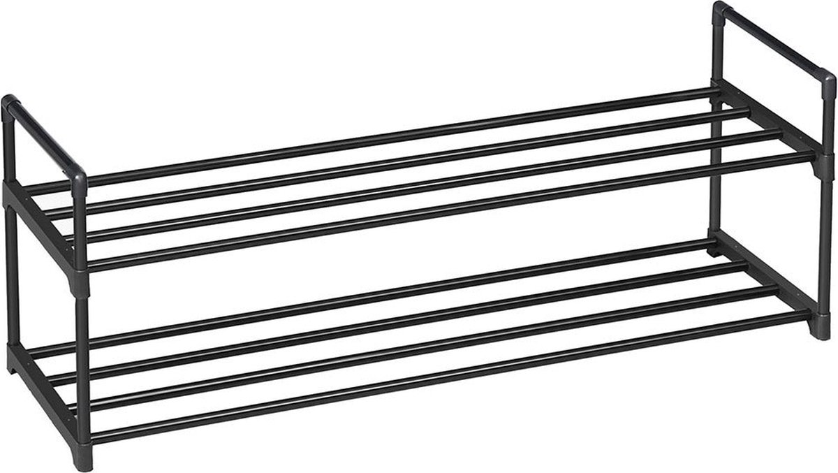 Schoenenrek - Met 2 niveaus - Metalen schoenenopslag - 92 x 30 x 33 cm - Zwart