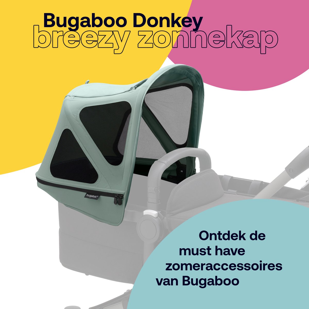 Bugaboo Donkey breezy zonnekap, Pine Green thumbnail 2