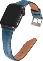Convient au bracelet Apple Watch 38 / 40 / 41 mm - Série 1 2 3 4 5 6 7 8 SE - Bracelet de montre Smartwatch iWatch - 38 mm 40 mm 41 mm - Fungus - Cuir PU - Blauw - Plat