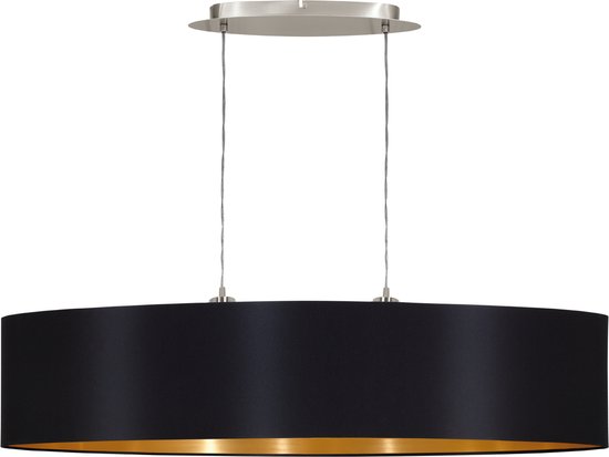 EGLO Maserlo - Hanglamp - 2 Lichts - Lengte 100cm. (ovaal/langwerpig) -  Nikkel-Mat -... | bol.com
