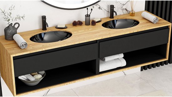 REA Nel Vasque sous plan - Vasque - 47,5 x 39 x 20 cm - Noir Zwart