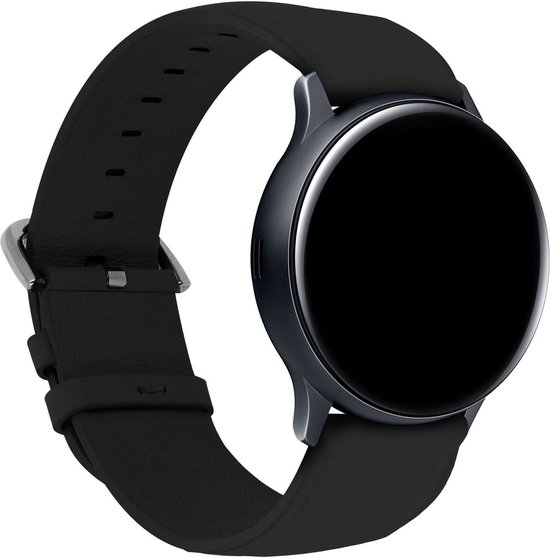 Bandje Geschikt voor Samsung Watch Active2 44mm Leer aspect Ardillon gesp – Zwart