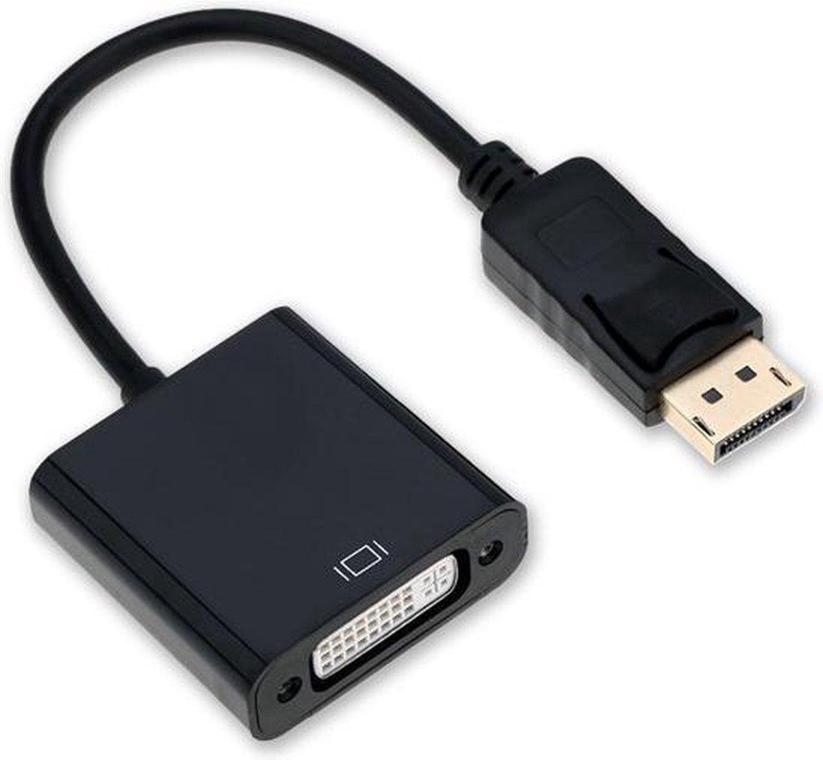 Techvavo® Displayport naar DVI-I adapter – DP to DVI – DP naar DVI Adapter - Converter Full HD 1080P - Zwart