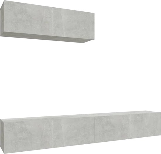 vidaXL - 3-delige - Tv-meubelset - bewerkt - hout - betongrijs