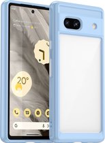 Mobigear Hoesje geschikt voor Google Pixel 7a Telefoonhoesje Hardcase | Mobigear Crystal Backcover | Pixel 7a Case | Back Cover - Transparant / Blauw