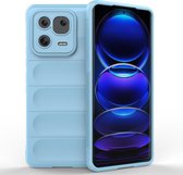 Mobigear Hoesje geschikt voor Xiaomi 13 Pro Telefoonhoesje Flexibel TPU | Mobigear Bumpy Backcover | 13 Pro Case | Back Cover - Blauw