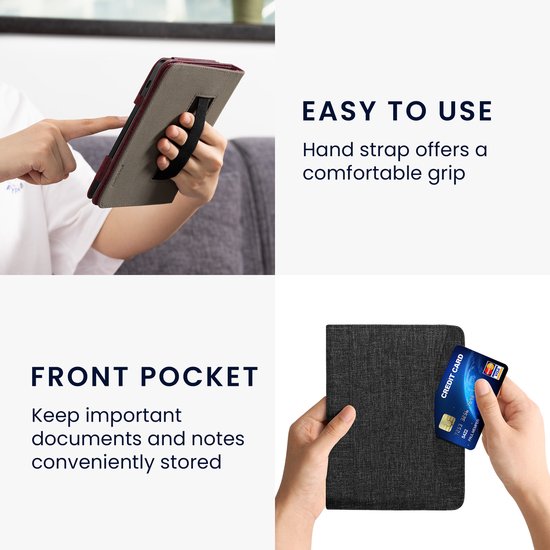 kwmobile Flip cover eReader hoesje geschikt voor Amazon Kindle Paperwhite 11. Generation 2021 - Met handvat - In donkergrijs — afbeelding 2