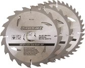 Silverline Cirkelzaagbladenset - 184 mm - 20, 24 en 40 Tanden - Inclusief Verloopringen - 3-delig