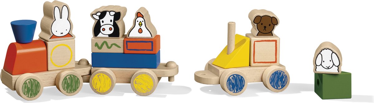 Nijntje houten speelgoed blokkentrein, trein met blokken - peuter kleuter educatief speelgoed - vanaf 1,5 jaar - Bambolino Toys cadeau tip — afbeelding 6