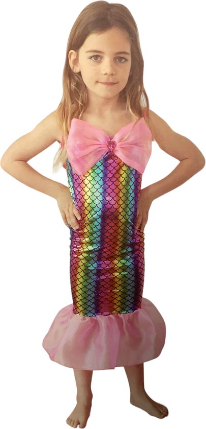 Regenboog Zeemeermin jurk meisjes - jaar - verkleedkleding kinderen