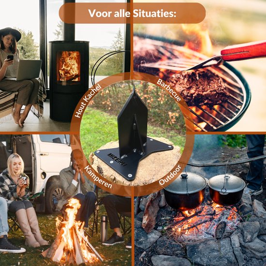 Miseru Houtklover – Geen Bijl Nodig – Houtsplijter – Houtkliever – HANDMADE in Holland - Houtklover voor aanmaakhout – Metaal — afbeelding 5