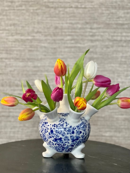 Tulpenvaas - 18 cm - Heinen - Tulpenvaas Delfts blauw - cadeau voor haar - cadeau moeder - Holland souvenir - cadeau vrouw populair - Moederdag cadeautje