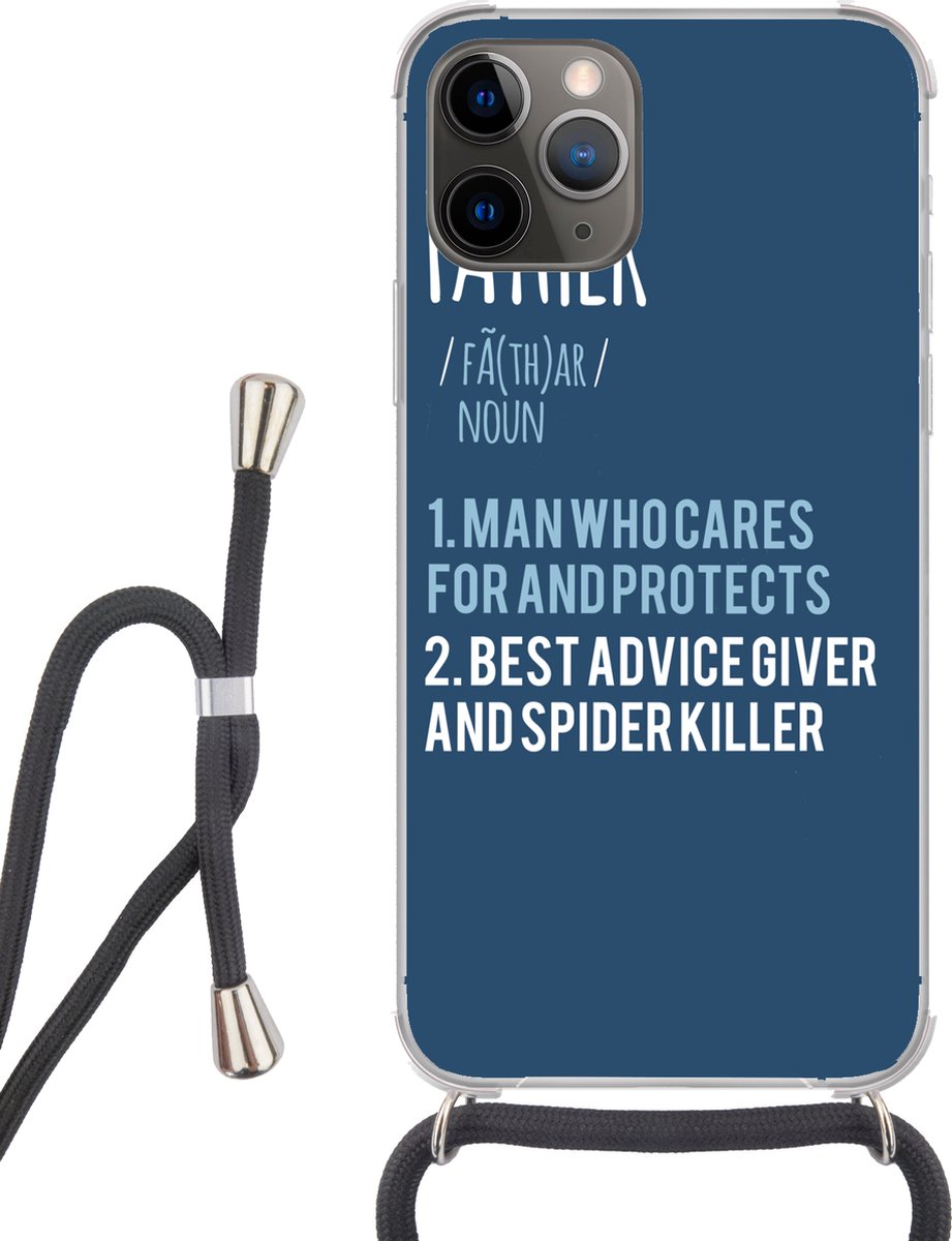 Telefoonhoesje Geschikt voor iPhone 13 Pro Max - Quotes - Spreuken - Father - Woordenboek - Papa - Siliconen - Crossbody - Backcover met Koord - Telefoonhoesje met koord - Hoesje met touw Telefoonhoesje