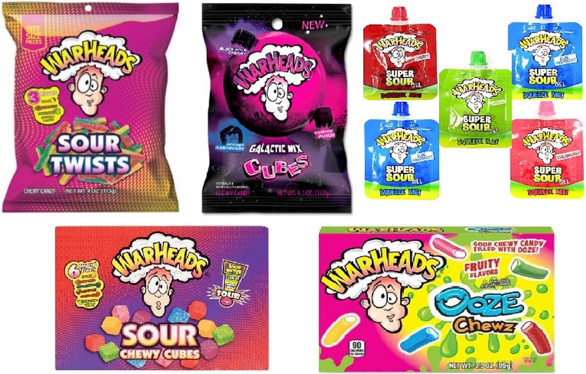 Warheads Aigre Sucré Fruité Moelleux Bonbon Cubes 56g (2 Paquets