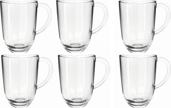 Leonardo Napoli 024203 Latte Macchiato Cups, Set of 6 Dishwasher-Safe Coffee Mug, Glass Mug with Handle, Microwave Safe, 380 ml, Pack of 6