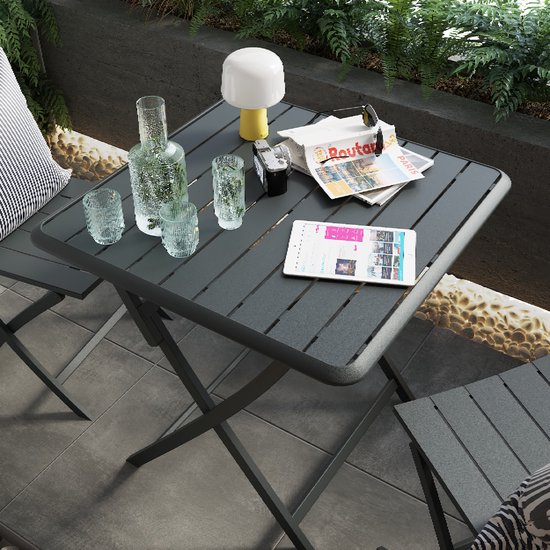 Table salon de jardin pliante et carrée en aluminium pour 2