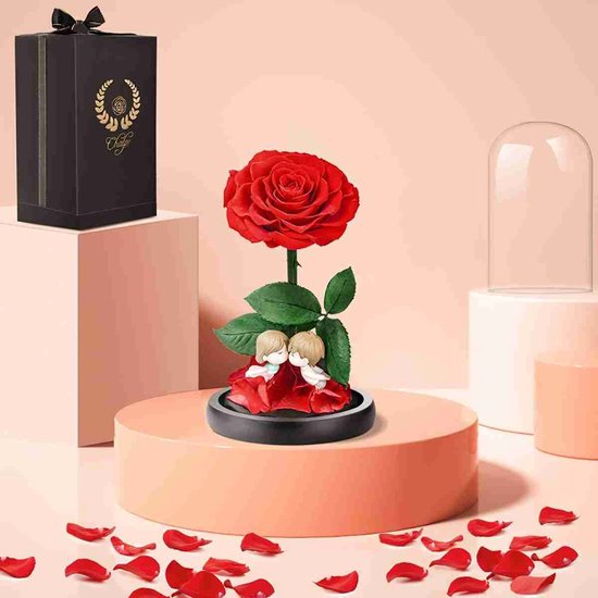 Chalpr Rose en verre Rose éternelle – La Belle et la Bête Rose rouge avec  une belle... | bol
