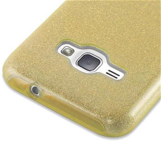 Cadorabo Coque pour Samsung Galaxy J1 2016 en STAR FABRIC GOLD - Housse de protection en silicone TPU au design pailleté