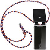 Cadorabo Hoesje geschikt voor Nokia 3 2017 in ORANJE BLAUW WIT - Silicone Mobiele telefoon ketting beschermhoes met zilveren ringen, koordriem en afneembaar etui