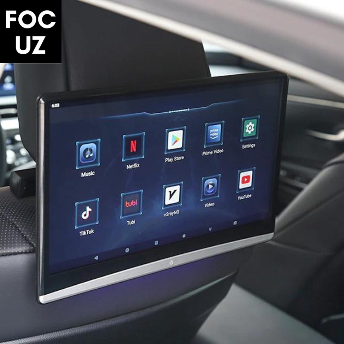 Focuz© Autoscherm - Auto schermen kinderen - Monitor - Tablet - Hoofdsteun - Multimedia - 11.3 inch - Wifi/Bluetooth - 4K - Android 10.0