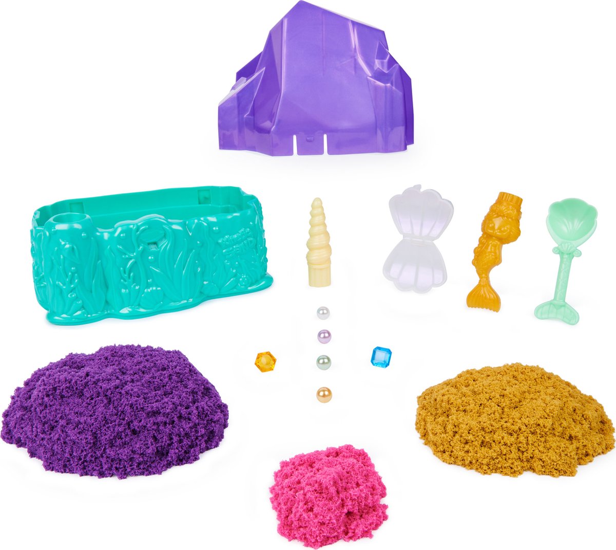Kinetic Sand - Kristal Zeemeermin-speelset met 481 g goudkleurig glinsterend orig ineel kinetisch zandmet opbergbak en gereedschap - Sensoriche speelgoed — afbeelding 7