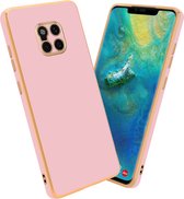 Cadorabo Hoesje geschikt voor Huawei MATE 20 PRO in Glossy Roze - Goud - Beschermhoes Case Cover van flexibel TPU-silicone en met camerabescherming