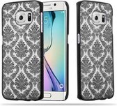 Cadorabo Hoesje voor Samsung Galaxy S6 EDGE in ZWART - Hard Case Cover Beschermhoes in gebloemd paisley henna design tegen krassen en stoten