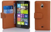 Cadorabo Hoesje voor Nokia Lumia 1320 in COGNAC BRUIN - Beschermhoes van getextureerd kunstleder en kaartvakje Book Case Cover Etui