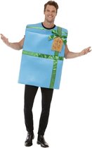 Smiffy's - Kerst & Oud & Nieuw Kostuum - Ik Ben Een Cadeau Kostuum Man - Blauw - One Size - Kerst - Verkleedkleding