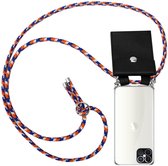 Cadorabo Hoesje geschikt voor Apple iPhone 12 PRO MAX in ORANJE BLAUW WIT - Silicone Mobiele telefoon ketting beschermhoes met zilveren ringen, koordriem en afneembaar etui