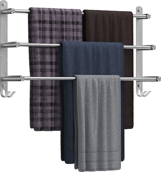 Belle Vous Zwarte Zelfklevende Handdoek Houder Rail - 22 cm Roestvrijstaal Roestbestendig Handdoekenrek - Opplakrek voor Badkamer/Keuken - Boren niet Nodig