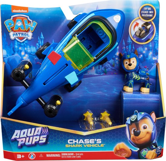 pijp dek salto PAW Patrol Aqua Pups - Transformerend Shark-voertuig met Chase-Speelfiguur  | bol.com