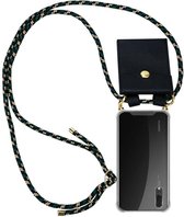 Cadorabo Hoesje geschikt voor Huawei P20 in CAMOUFLAGE - Silicone Mobiele telefoon ketting beschermhoes met gouden ringen, koordriem en afneembare etui