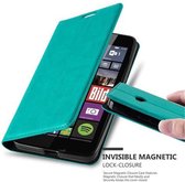 Cadorabo Hoesje geschikt voor Nokia Lumia 640 in BENZINE TURKOOIS - Beschermhoes met magnetische sluiting, standfunctie en kaartvakje Book Case Cover Etui