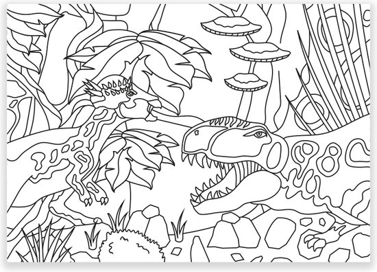 Inkleurkaarten 5x “Dinoland”