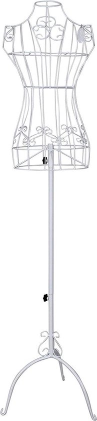 Metalen etalagepop - Vrouwelijke buste - Kleermakersborst - 114-170 cm - In hoogte verstelbaar - Vintage - Wit