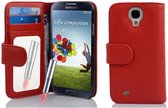 Cadorabo Hoesje geschikt voor Samsung Galaxy S4 in CAYENNE - ROOD - Beschermhoes met spiegel en kaartvak Book Case Cover Etui