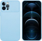 Cadorabo Hoesje geschikt voor Apple iPhone 12 PRO MAX in Bonbon Licht Blauw - Beschermhoes van flexibel TPU-silicone Case Cover en met camerabescherming