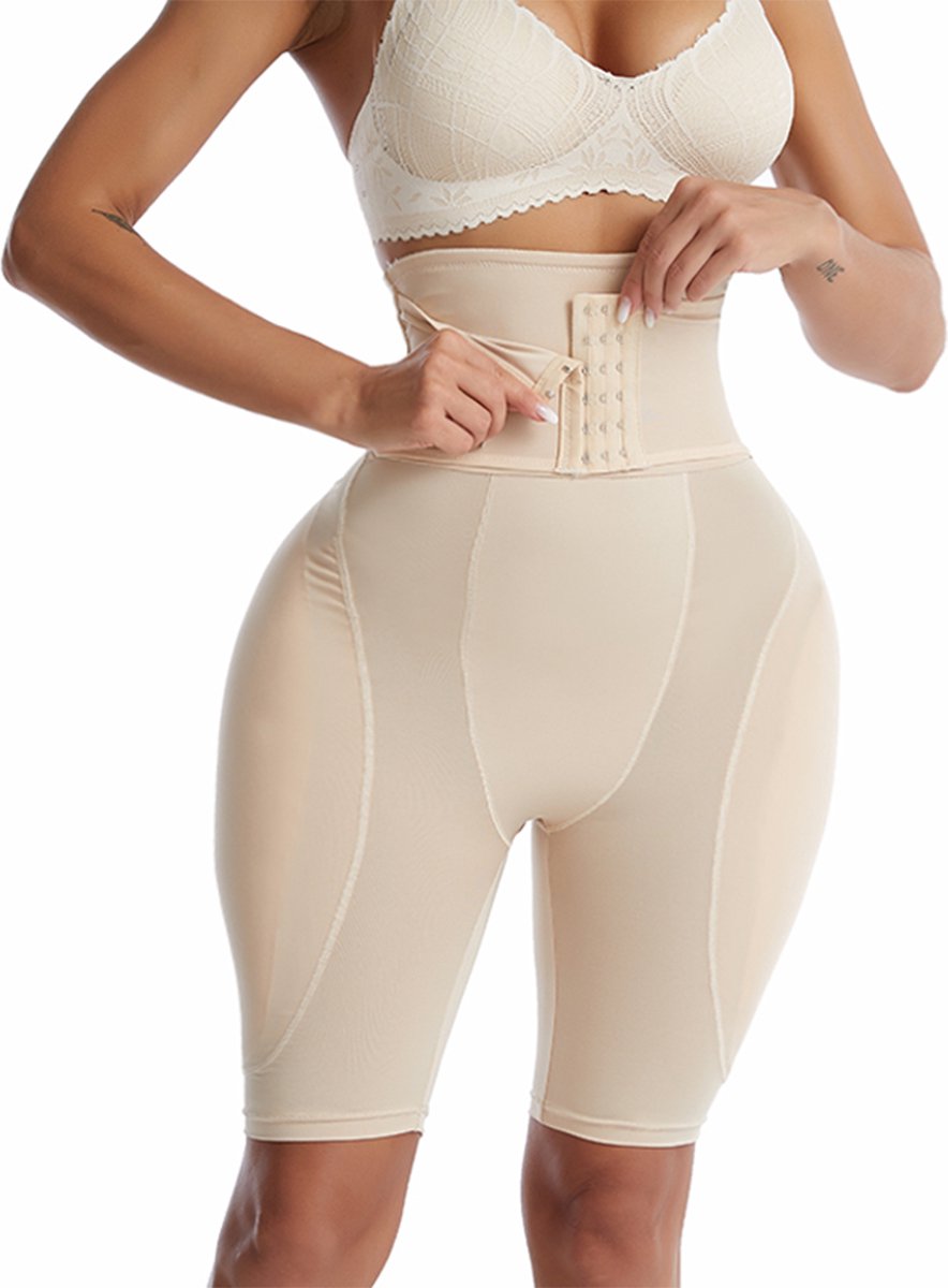 Shapewear - beige - L - lang model - voor rondere billen en bredere heupen - shaping broekje - heupkussentjes -figuur corrigerend - ondergoed - gewatteerd - sexy butt & hips - vrouwelijke rondingen - billen liften