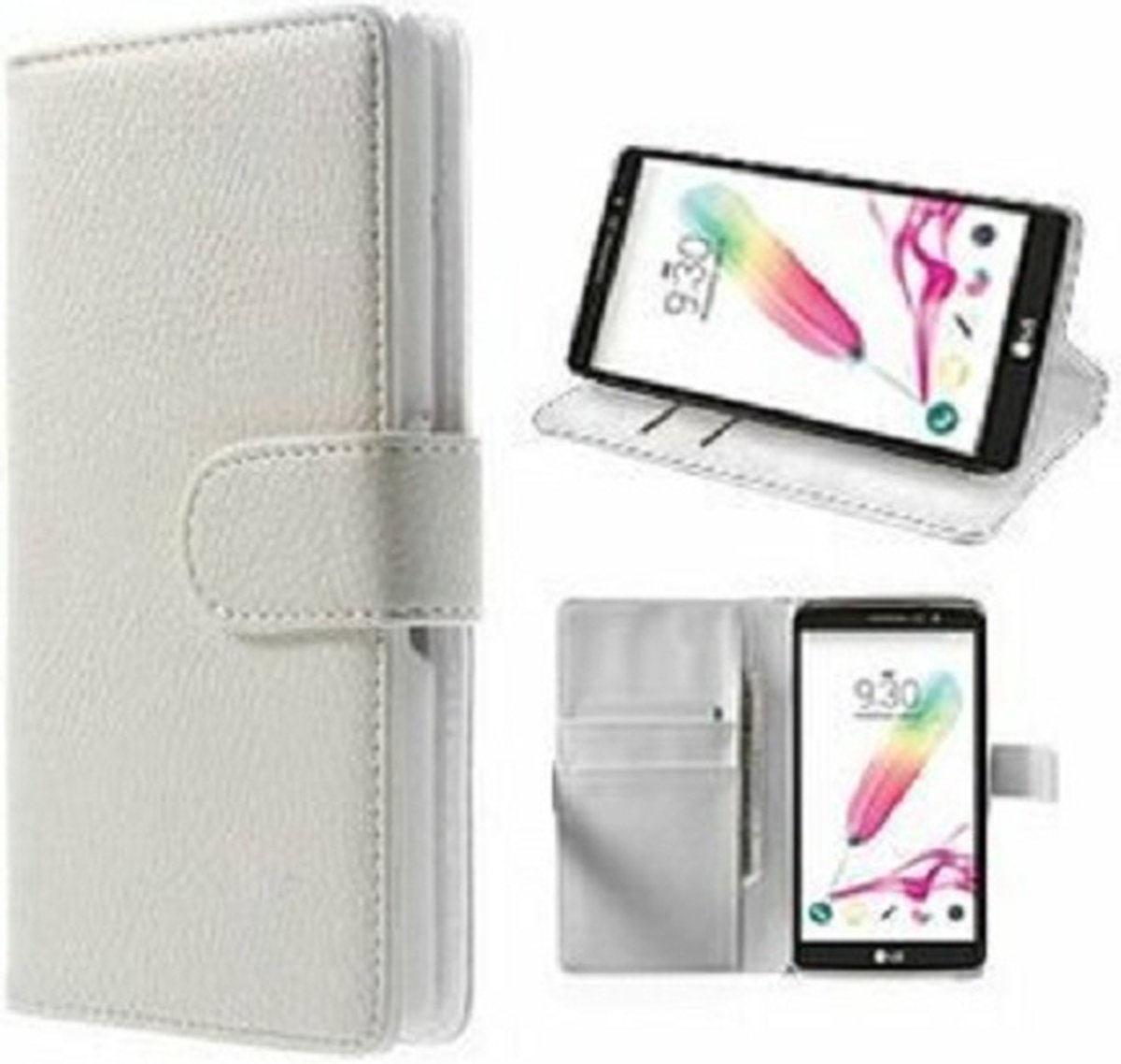 LG G4 Stylus Hoesje Met Pasjeshouder Bookcase Wit