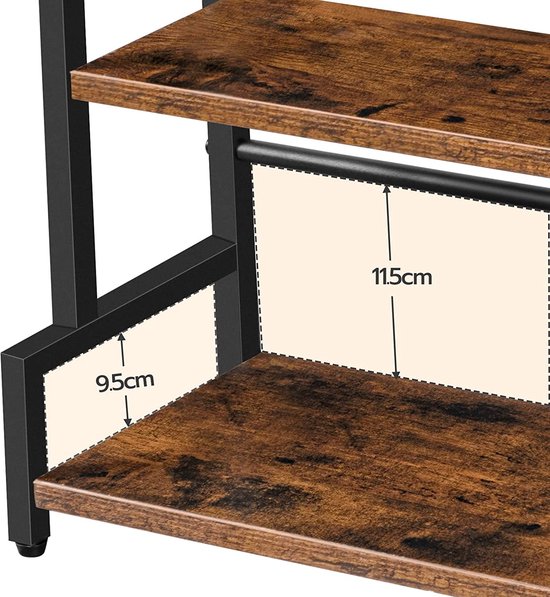 Étagère à Épices 3 Niveaux HOOBRO - Marron Rustique Et Noir