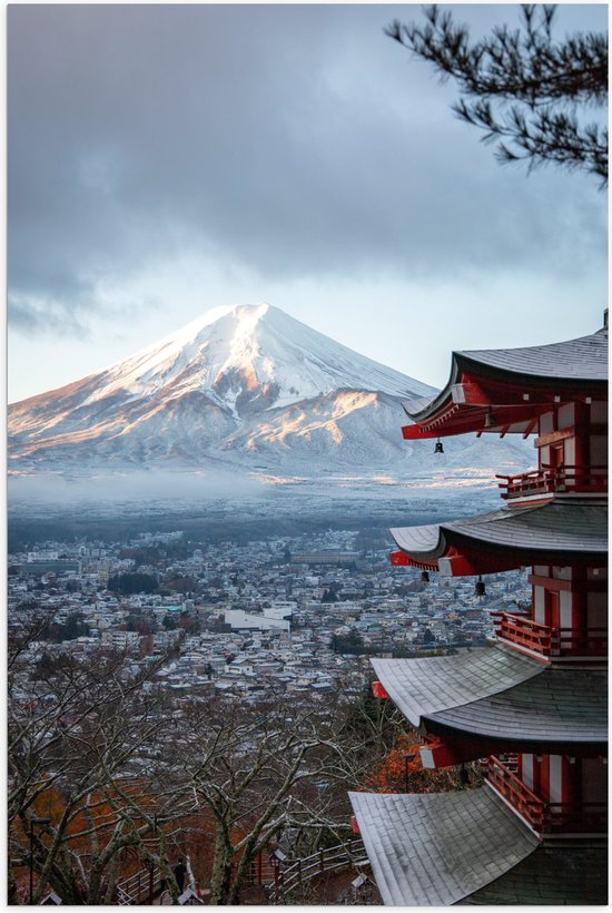 WallClassics - Poster (Mat) - Hoogste Berg van Japan - Fuji - 40x60 cm Foto op Posterpapier met een Matte look