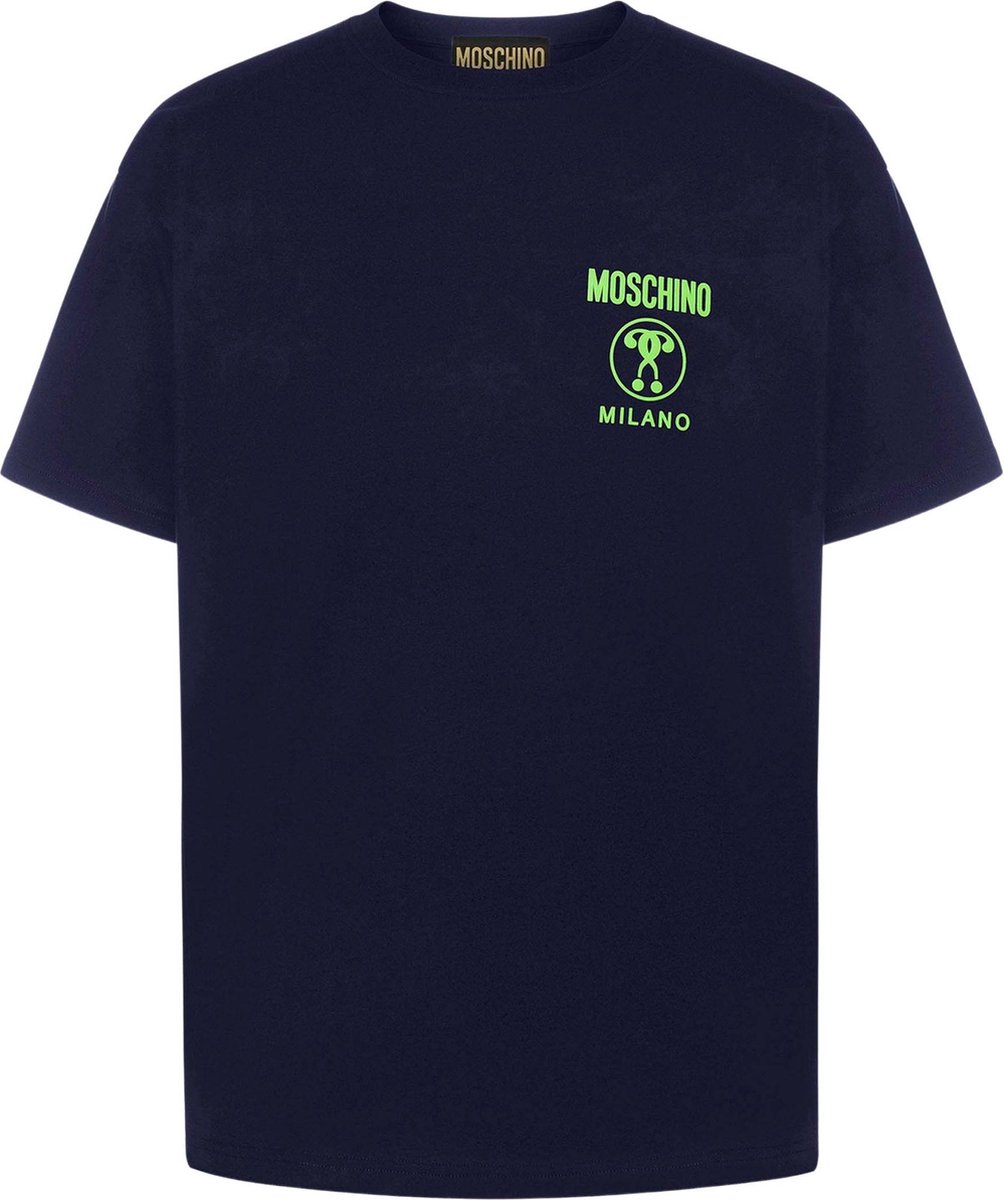 Moschino Heren Double Question Mark Logo T-shirt Donkerblauw maat M