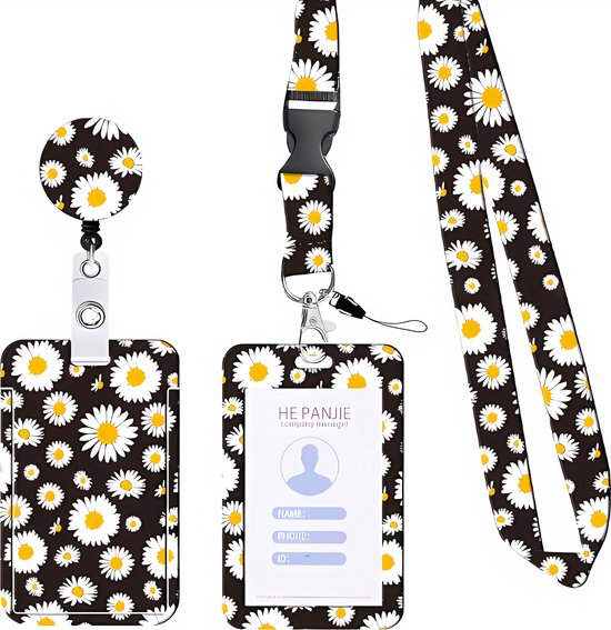 Lange Lanyard Sleutelhanger en Keycord - Badgehouder met Clip trekkoord - Uittrekbare Badge Pashouder - Kaarthouder Keykoord - Houder voor Kaart/Sleutels - Telefoon/GSM Koord - Sleutelkoord - Plastic ID Pashouder Ketting - Telefoonkoord