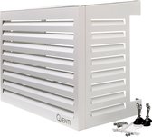 QVENTI - cache climatiseur unité extérieur - airco cover - cache pompe à chaleur - 100 x 75 x 50cm - blanc - aluminium - Garantie de 5 ans